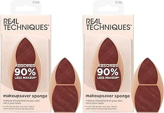 Real Techniques Makeupsaver Sponge, Makeup Blender Sponge For Liquid & Cream Formulations, Natural Finish & Reduces Makeup Waste, Targeted Application, Cruelty & Latex-Free, 1 Count (Pack of 2)