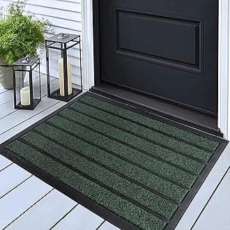 ubdyo Extra Durable Door Mat - Dirt Trapping Outdoor Welcome Mats - Non-Slip Outdoor Indoor Entrance - Low Profile Front Doormat (30" x 17", Bright Green)