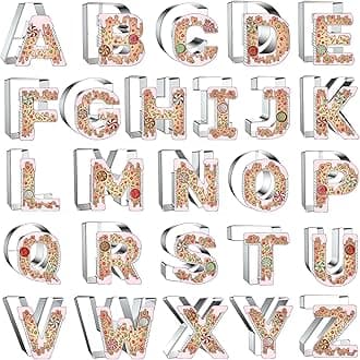 4 Inch Alphabet Letter Cookie Cutter Set - 26 Pcs Extra Large Xzhloym Cookie Cutters Shapes Biscuit Fondant Baking Molds for Christmas New Year Birthday Holiday Party Decorations - Stainless Steel