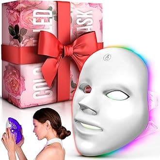Red Light Therapy for Face, Led Face Mask Light Therapy, 7-1 Colors LED Facial Skin Care Mask, Salon Effect at Home (White)