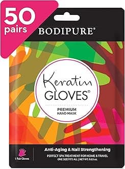 Bodipure Premium Hand Mask Keratin Gloves | Moisturizing Gloves for Dry Hands & Nail-Strengthening & Cuticle Softening | Spa Experience at Home | Chemical Free & For All Skin Types | 50 Pairs