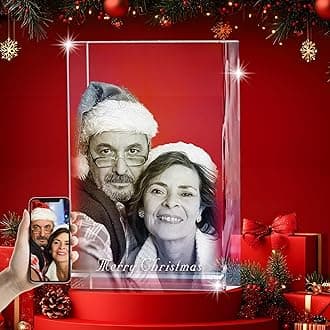 Personalized 3D Crystal Photo - Optional Multicolor Light Base| Gift Box| Customized Laser Etched Krystal Picture for Moms, Dads, Birthdays, Christmas & Celebrations - Rectangular (Large)