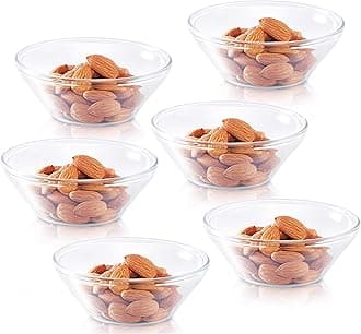 Borosil - Venus Glass Katori Bowl Set, 170ml, Set of 6, Transparent