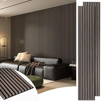 2-Pack 108" x 12" Acoustic Wood Panels for Wall, Soundproof Wood Slat Panel for Wall and Ceiling, 3D Fluted Sound Absorbing Paneling for Interior Wall Decor, Living Room, Bedroom - Walnut
