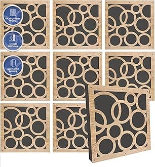 Arrowzoom 8 Diffuse PRO Acoustic Wooden Panel Absorb Sound Reduction Recording High-Density Fire Retardant Euroclass E NRC 0.64 up to 5000Hz Scattering Range Orbit Design 29x29x1cm 1307