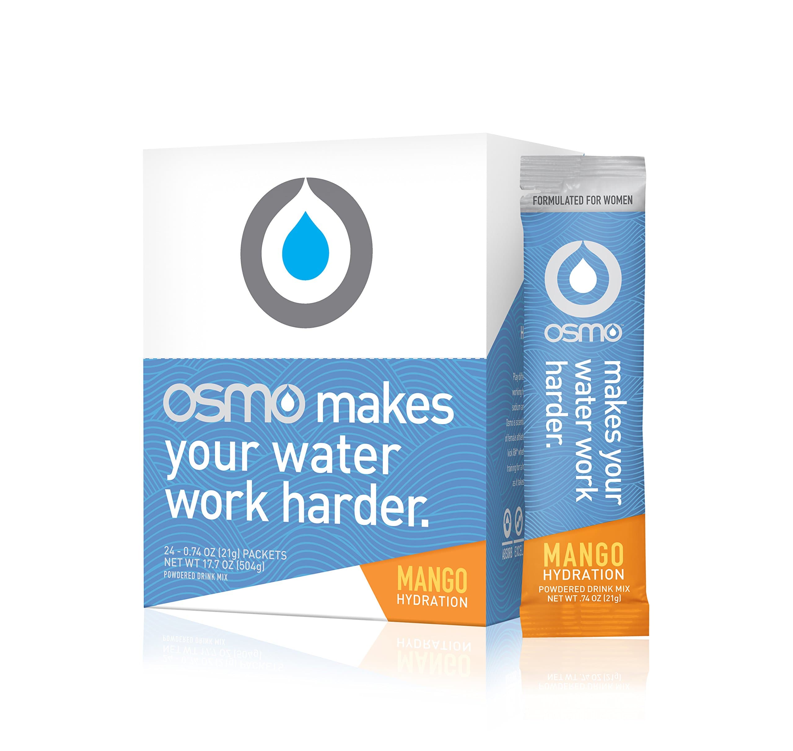 OSMO Nutrition Women's Hydration Powder, Mango, 24 Count