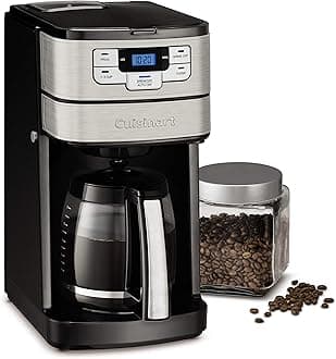 Cuisinart DGB-400 Automatic Grind and Brew 12-Cup Coffeemaker with 1-4 Cup Setting and Auto-Shutoff, Black/Stainless Steel