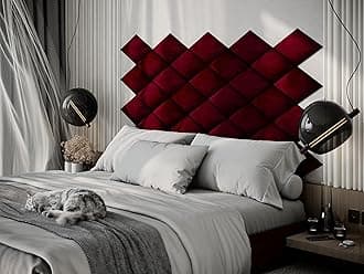 2 Pack — Upholstered Decorative Wall Panels Velvet Headboard Padding | Cushioned Planks | Padded Decor Collision Avoidance | Acoustic Soundproofing Treatment | (Burgundy, 2x Rhombus (25x43cm))
