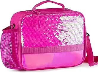 Cerbonny Kids Lunch Box with Insulated Interior, Durable 600D Polyester, Adjustable Shoulder Strap, and Removable Name Tag, Glitter Rose-3