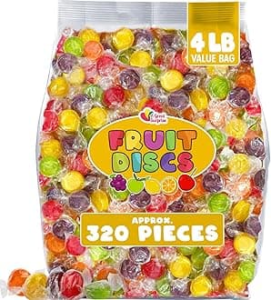 A Great Surprise Assorted Fruit Discs - 4 Pound Bag - Bulk Individually Wrapped Candy - Fruit Flavored Candies