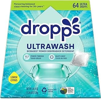 UltraWash Dishwasher Detergent Pods, Lemon Citrus (64 Ct) - Cuts Grease & Stuck-On Food | Sparkling Dishes & Glasses | Residue-Free | Clean Ingredients | No Pre-Rinse | Plastic Free Packaging