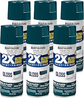 Rust-Oleum 327902 American Accents Spray Paint, 12 Ounce (Pack of 6), Gloss Deep Turquoise, 72 Ounce