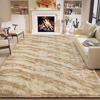 HOMORE 5x8 Area Rug for Living Room, Tie-dye Beige Fluffy Furry Shaggy Rugs for Bedroom, Super Soft and Comfy Carpet for Kids Room, Cute Carpets for Nursery Boys Girls Home Decor