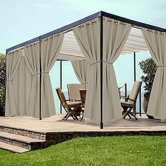 HolidayIdeas Grommet Outdoor Curtains for Patio Waterproof 8 Pcs All Weather Balcony Outside Curtains for Apartments, Gazebo, Pergolas, Porch, 54x108 Inch, Taupe
