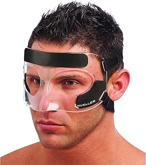 Mueller Face Guard Protection from Impact Injuries to Nose and Face, Clear, One Size