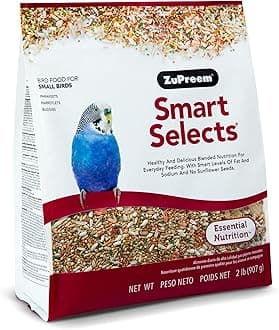 Smart Selects Daily Bird Food for Parakeet, Budgie, Parrotlet, Dove, Bird Pellets and Seed Blend, Core Nutrition for Small Birds, Made in USA, Parakeet Food, Budgie Food (S, 2 lb)