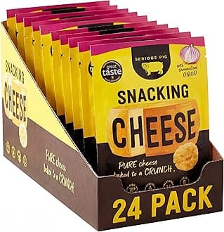 Snacking Cheese Caramelised Onion Flavour - Pure Cheese Crisps High Protein Low Carb (12 x 24g)