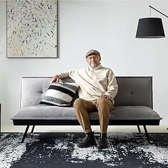 Futon Sofa Bed, Memory Foam Futon Couch with Adjustable Backrest, Multi-Functional Design Convertible Sofa Bed, Space-Saving Sleeper Sofa for Living Room(Grey-3)