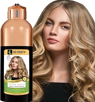 HERBBY Hair Color Shampoo for Gray Hair Coverage&Color Transform with 9 Herbal Extracts –Long Lasting(6-8 Weeks),Shiny,Evenly Colored,Instant Hair Dye Shampoo&Conditioner, 500 Ml (BLONDE BROWN COLOR)