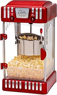 Maxi Matic USA Elite Deluxe EPM-250 2.5 Ounce Classic Tabletop Kettle Popcorn Popper Machine, Retro-Style, Red
