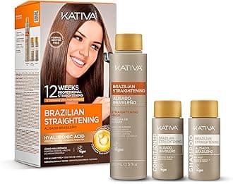 Brazilian Keratin Kativa Straightening Treatment at Home with Hyaluronic Acid and Premium Serum