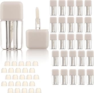 COSIDEA 25PCS Empty White Mini Square Lip Gloss Tubes 4ml 0.13 OZ lipgloss Tube with Wand Applicator for Lip oil tint bottles container