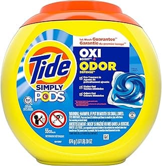 Simply Pods Odor Rescue Liquid Laundry Detergent Pacs, 3 in 1 Powerful Detergent, Fresh Scent, 55 Count