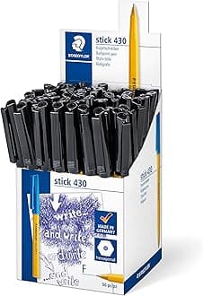 Staedtler 430 F-9CP5 Stick Fine Ballpoint Pen - Black, Pack of 50