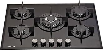 GH7051PB Black Tempered Glass Hob Cooktop with 5 Gas Burners (70 cm)