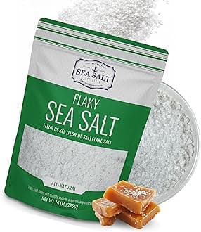 Flaky Hand Harvested Sea Salt Flakes, Baja Fleur de Sel Flake Salt, for Baking and Cooking and Gourmet Finishing, 14 oz Bag