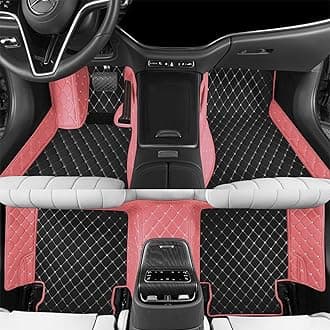 Custom car Floor mat is Compatible for Mercedes-Benz，to All Models for Benz (2000-2025) C260/C200/S500/ A260/ B200，Luxurious ‌All-Weather car Floor MATS. (Black Rice & Pink)