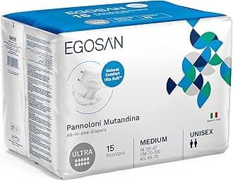 Egosan Ultra Incontinence Disposable Adult Diaper Brief Maximum Absorbency and Adjustable Tabs for Men and Women (Medium, 15-Count)