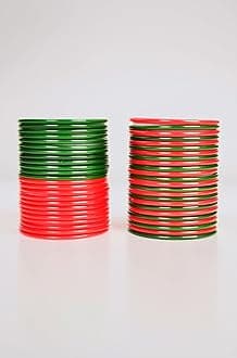 Swara Creations Plain Glass Bangle Set for Women/Smooth Finish Combo of Red &...