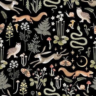 SOEWIOU Black Animals Wallpaper, 44.5 * 300cm Thicken Peel and Stick Removable Wallpaper with Squirrel, Owl, Snake, Rabbit Patterns for Home Decor