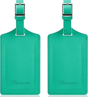 Travelambo Leather Luggage Bag Tags (Green 7131 Blooming Green)