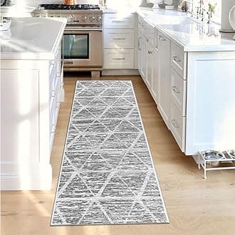 Calore Carpet Runners for Hallways Non Slip Washable Runner Rugs Long Soft Kitchen Runner Grey Hallway Hall Runners for Bedroom Hallways Living Room Kitchen (Ivory/Grey, 80 x 300 cm)