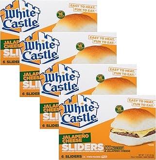 White Castle Jalapeno Cheeseburgers with Grilled Onions on Our Signature Bun - 16g of Protein Per Serving - Ready Set Gourmet Donate a Meal Program - 4 Pack (11oz Each)