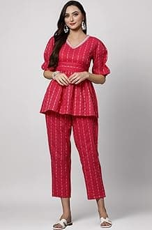 Stylum Women's Woven Design Cotton Kurti Pant Set