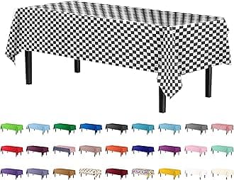 12-Pack - Premium Plastic Tablecloth 54in. x 108in. Rectangle Table Cover - Checkered