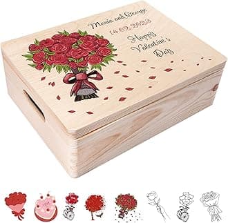 Creative Deco Personalised Valentines Gifts for Her/Him | For Women, Men & Couples | Unique Wish Custom Gift Box | Customised Wooden Storage Box | Perfect as a Keepsake or Decoration