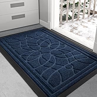Front Door Mat Outside Entrance, Heavy Duty Non Slip Low Profile Doormat for Entryway, Trap Dirt and Moisture Welcome Mats, Easy Clean, Patio, Garage, 17x29, Blue