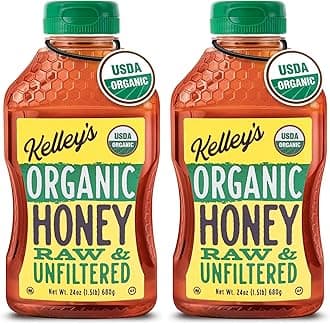 - Kelley's 100% Organic Raw & Unfiltered Honey, USDA Certified, 24 Oz – All Natural, Flavor-Rich Honey for Fruits, Yogurt, Smoothies, Acai Bowls, Tea – Natural Sugar Substitute (Pack of 2)