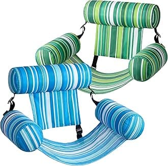 2 Packs Pool Float Hammock Chairs, Stripes Pattern Water Floating Chair, Inflatable Pool Lounge Chair for Pool Party Summer Water Fun（Stripes）