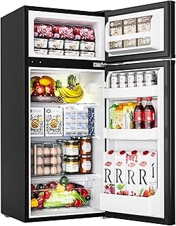 Mini Fridge with Freezer, 4.5 Cu.Ft Mini Refrigerator fridge, 2 door For Bedroom/Dorm/Office/Apartment - Food Storage or Cooling drinks, Black