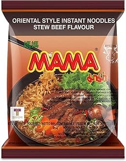 MAMA Noodles Beef Stew Instant Spicy Noodles w/Delicious Thai Flavors, Hot & Spicy Noodles, No Trans Fat w/Fewer Calories Than Deep Fried Noodles 30 Pack