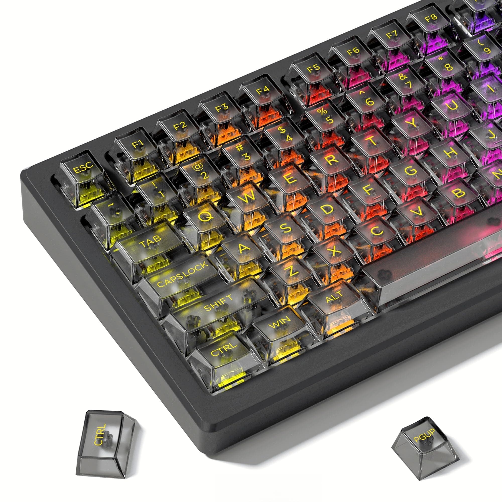 dagaladoo Crystal Clear Keycaps, PC Material, Black Transparent, Cherry Profile for Cherry Gateron Mx Switches Gaming Mechanical Keyboard (140 Key, Only Keycaps)