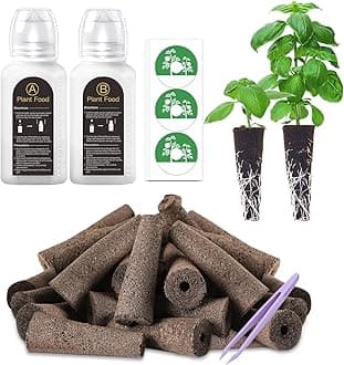 51 Pcs Grow Sponges and Nutrients for Hydroponics Plant Food Compatible with Aero Garden and All Brands - Seed Pods Lables and Indoor Plant Fertilizer for Indoor Garden Hydroponics Growing System