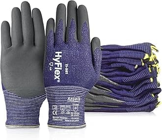 Ansell HyFlex 11-561 Mechanical Ultra-Light Work Gloves for Automotive, Machinery, Metal Fabrication, Mining, Oil, and Gas, Size 7, Blue (Pack of 12)