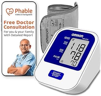 Omron HEM 8712 Digital Arm Blood Pressure Monitor With Phable's Care 360 Free Doctor Health Assessment, Multicolour