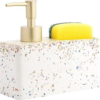 resin Bathroom Accessories Set (Pink Terrazzo) - Liquid Soap Dispenser for Wash Basin & Tooth Brush Holder Bathroom Set Combo, Soap Dispenser and Toothbrush Holder & Hand Wash Bottle